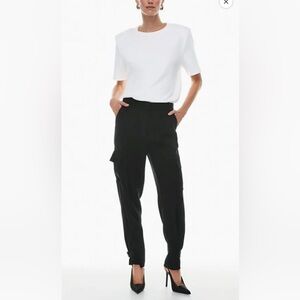 Aritzia Babaton black refined cargo dress pants trousers buckle 4